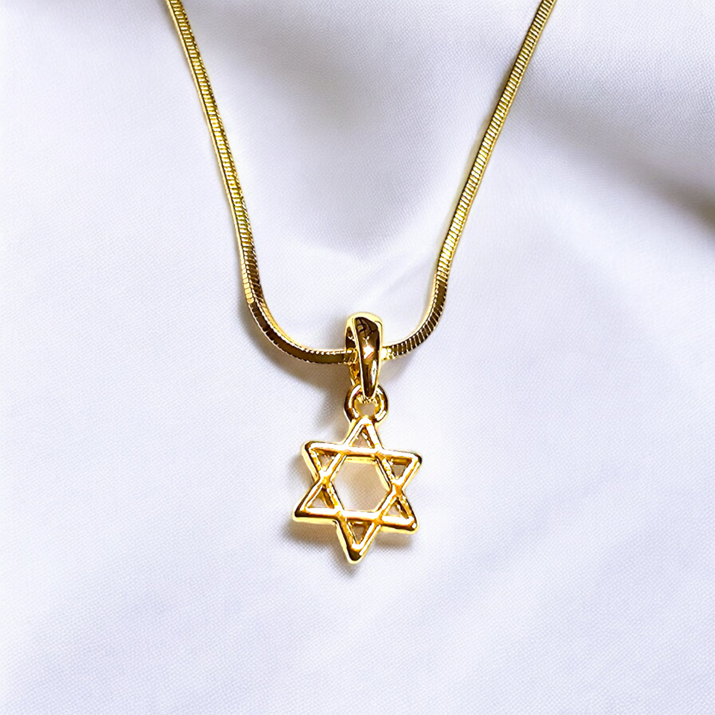 Silver Chain With Opaline Magen David Pendant