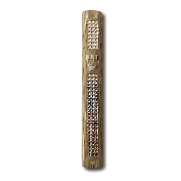 Wood-like Plastic Mezuzah Box (Bait) with Design Suitable for 12 cm Exterior.